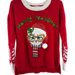 Red Meowy Christmas Cat Sweater M Celebrate Together red sequins holiday 3D Size M Photo 0