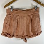 Free People  Gauze High Waisted Drawstring Shorts Tan peach Size S cotton boho Photo 1