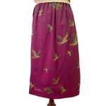 Vintage Deans of Scotland Wool Midi Skirt Burgundy Mallard Ducks Size 6 UK 2 US Red Photo 2