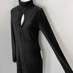 Dual Nature New  Keyhole Rib Velour Dress Mock Neck Long Sleeve Mini Black Photo 7