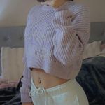 Urban Outfitters  Lilac Knit Ribbed Drop Shoulder Cropped Sweater Size Medium Photo 2