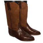 1990s Armando Pollini Brown Leather & Suede Western Tall Boots Size 6.5 Photo 1