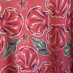 Simply Southern Tassel Hem S/S Pink Aqua Sea Shell AOP Scoop Neck Size LARGE Photo 1