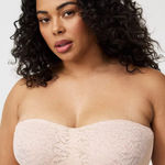 Torrid Strapless Unlined Bra Underwire Boned Floral Lace Size 38C Rose Dust NEW Photo 0