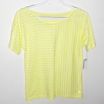 Talbots T by  cotton linen blend striped neon yellow t-shirt size XS Photo 0