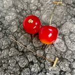 Anthropologie New!  Whimsical Cherry Drop Earrings With Gold Stems Summer Jewelry Photo 4
