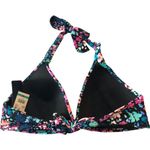 Island Escape Sunshine Halter Bikini Top Molded Cups Floral Black Blue Pink 10 Photo 3