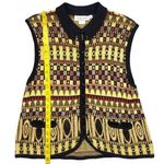 French Rags Womens Vest Multicolor Geometric Sweater Size 2 Gold Photo 4