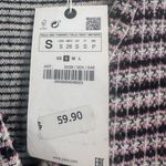ZARA  Pink Black Tweed Long Sleeve Cardigan Sweater Size Small Photo 3