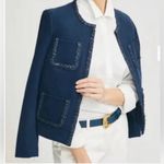 J. McLaughlin  Fanning Jacket Blazer Braided Trim Navy Blue, Size Small Photo 0
