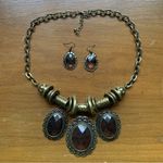 Amethyst Statement Bib Necklace and Earrings Gray Photo 3