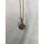Women's silver colored blue jeweled pendant necklace accessories jewelry 18" Photo 1