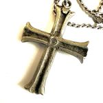 Silver tone cross choker pendant necklace Photo 4