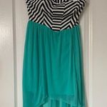 Speechless  Strapless Dress in Black and Teal Photo 0