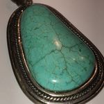 Silver Tone Faux Turquoise Semi Precious Stone Pendant Photo 2