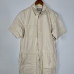Everlane The Short Sleeve Denim Overall in Cream Size 8 Photo 3