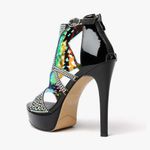 NWT Eldof Elegant Black Rhinestone High Heel Sandals Sz 7 Photo 3