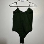 Madrag Bodysuit Ribbed Spaghetti Strap Scoop Hook & Eye Olive Green M/L Size L Photo 3