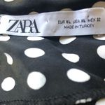 ZARA Silky Draped Neck Slip Midi Dress Sz. XL Polka Dot Black White Date Nite Photo 4