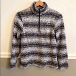 Lands' End Lands’ End Women’s 3/4 Zip Black Grey Striped Fleece Pullover Size XS Photo 2
