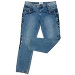 One Teaspoon Lola Embroidered Jeans Size 31, Mid Rise Straight Leg Jeans EUC Photo 3