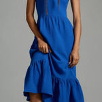 Sol Angeles  Anthropologie Blue V-Neck Crepe Dress Photo 0