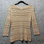 By Design Crochet Top Knit Open Weave Boho Top Beige Medium Sweater Tan Photo 5