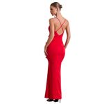 NWT Club L Red Ruffle Plunge Maxi Dress US 4 Holiday Party Wedding Formal Sexy Photo 4