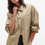 Athleta NWOT  Lightweight Lunar Sheen Shirt Jacket Brownstone Beige XL Relaxed Photo 0