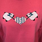 Hanes vintage pink embroidered sheep heart pullover sweatshirt Photo 1