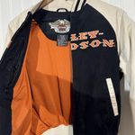 Harley Davidson Varsity Jacket S Black Cream Eagle Logo 2006 Biker Y2K Bomber Photo 5