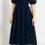 LISA SAYS GAH Gianna Rosette Print Midi Dress, Black, Large Black Photo 3