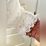 7 For All Mankind Eyelet Scalloped Tie Fit and Flare Puff Sleeve Dress Sz M Photo 4