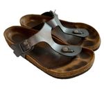 Birkenstock  Gizeh Unisex Leather Sandal Icy Metallic Azure Blue EU 38 US W 7/7.5 Photo 7