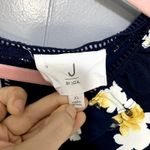 J.O.A. J by Navy Floral Ruffle Open Back Tie Ladder Lace Flirty Crop Top XL Photo 2