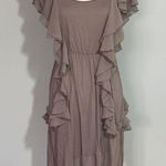 H&M Taupe Brown Ruffle Sheath Shift Dress  Medium Photo 0