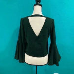 ZARA cropped bell sleeve blouse in an emerald green color in size small Photo 2