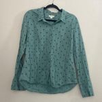 Garnet Hill  Cotton Blue Patterned Casual Button Down | Size 16 Photo 0