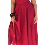 Long pleated skirt with side splits. Red. Small. NWOT Photo 1