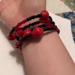 Women’s Stretchy Spiral Bracelet Bead Beaded Black /Red Handmade Red Photo 2