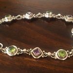 Amethyst Vintage Peridot Sterling Silver Link Bracelet Photo 6