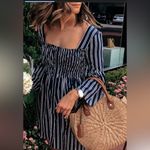 BB Dakota Jack by  Blue Striped 3/4 Bell Sleeves Dress Size M Photo 7