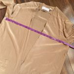 100% Silk Studio by Claude Bennett Open Front Matte Silk Pocket Cardigan Tan Size 10 Photo 4