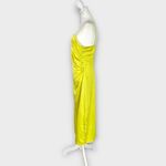 VERO MODA  Midi Dress Women's Small Yellow Satin Ruched Strappy Square Neck NWT Photo 1