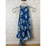 Maeve by Anthropologie Linen Blend Blue Floral Alyssa Halter Top - Size - 14 Photo 4