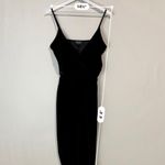 Topshop Women’s Sleeveless Faux Wrap Velvet Jumpsuit Black Size 6 EUC Photo 5