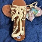 Plaka Braided Rope Flat Sandals Tan & Cream | Women’s Size 9 | NWT Photo 5