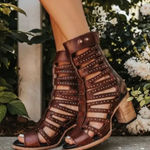 FREEBIRD by Steven Awesome New  Lotus Stud Gladiator Heels - Cognac - Sz 8 Photo 0