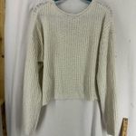 NWT Hooked Up V Neck Knit Cropped Long Sleeve Sweater XL Beige White Photo 5