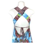 Boston Proper Maxi Dress Size 2 Sleeveless Boho Y2K Festival Ibiza Blue Floral Photo 5